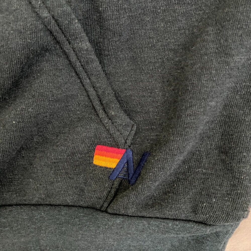 AVIATOR NATION WAVE STRIPE 4 PULLOVER HOODIE RELAXED - CHARCOAL S